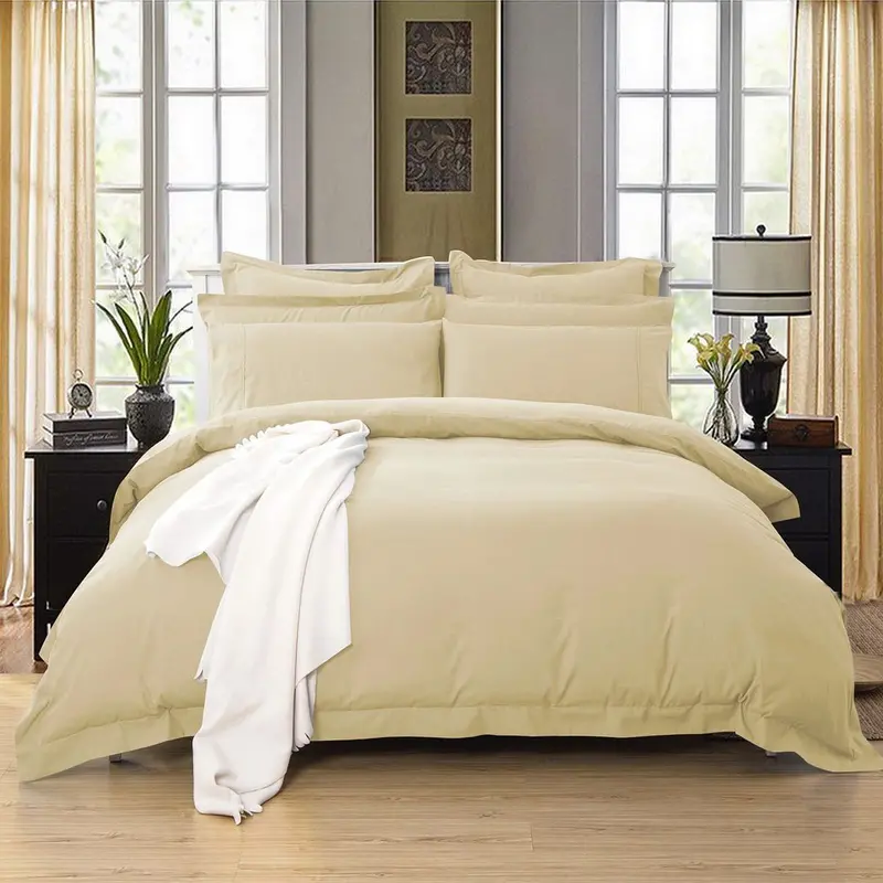1000Tc Tailored King Single Duvet Cover Set – Yellow-Cream Reversible Finish 1