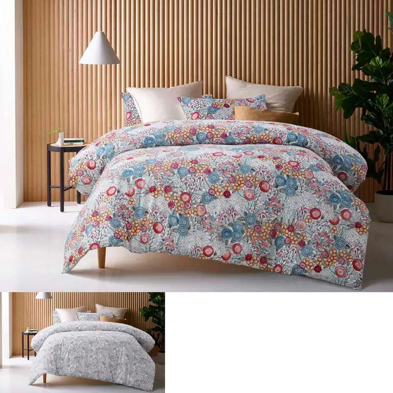 Accessorize Amara Washed Cotton Reversible Quilt Cover Set – King, Printed 1