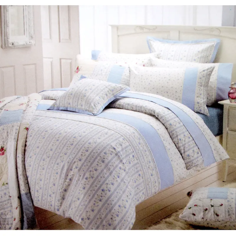 Belmondo Ashby Rose Blue Quilt Cover Set – King 1