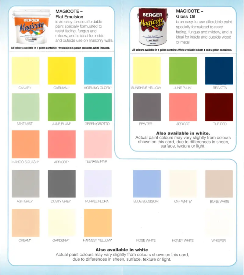 Berger Magicote Flat Emulsion Paint – Water-Based Interior Wall Paint, 1-Gallon Can (Assorted Colors) 1