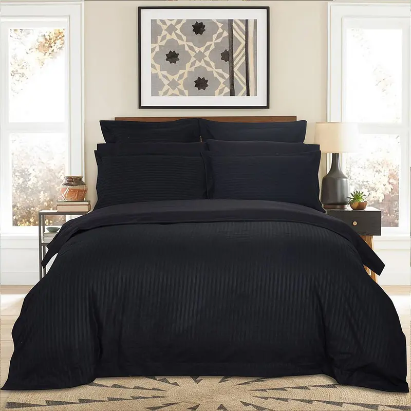 Black Striped Duvet Cover Set – King Size, 1000Tc Ultra-Soft 1