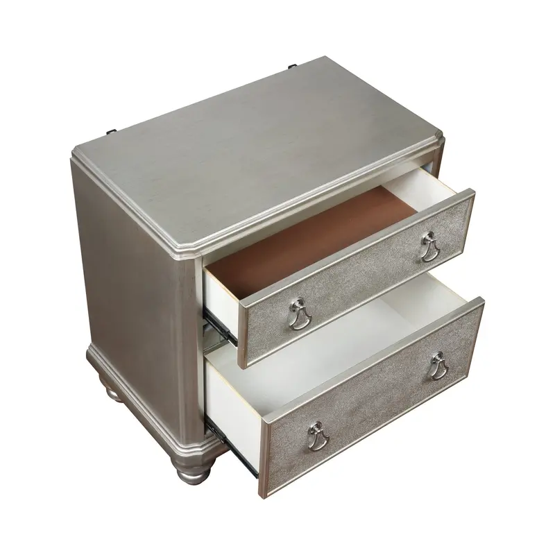 Bling Game Metallic Platinum 2-Drawer Nightstand – Model 204182 1