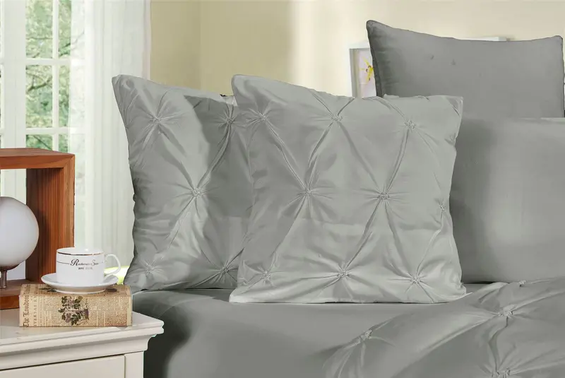 Decorative Cushion Cover Set – Diamond Pintuck Grey (2-Pack) 1