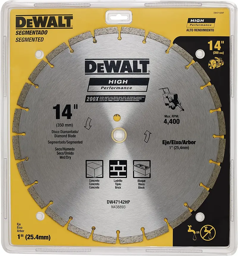 Dewalt Dw47142Hp Segmented Diamond Blade – 14" (350 Mm) Wet/Dry Concrete Cutting Disc 1