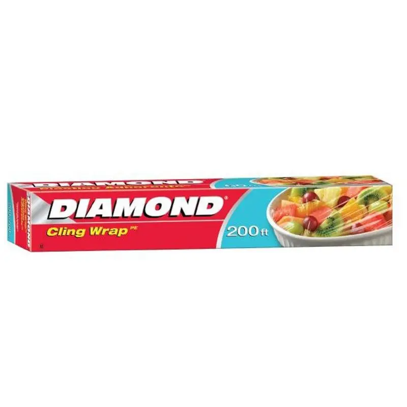 Diamond Cling Wrap, 200-Foot Roll – Ultra-Grip Plastic Wrap For Airtight Container Sealing 1
