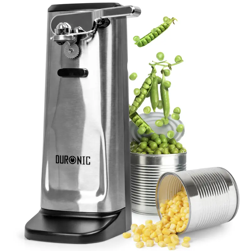 Duronic Co60 Automatic Tin Can Opener – Hands-Free Magnetic Lid Holder With Knife Sharpener & Bottle Opener 1