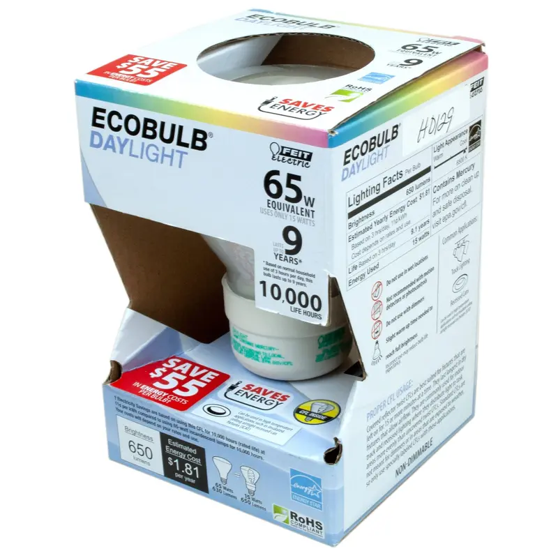 Ecobulb Esl15Br30/D 65W Daylight Equivalent Cfl – Non-Dimmable, Br30 Shape 1