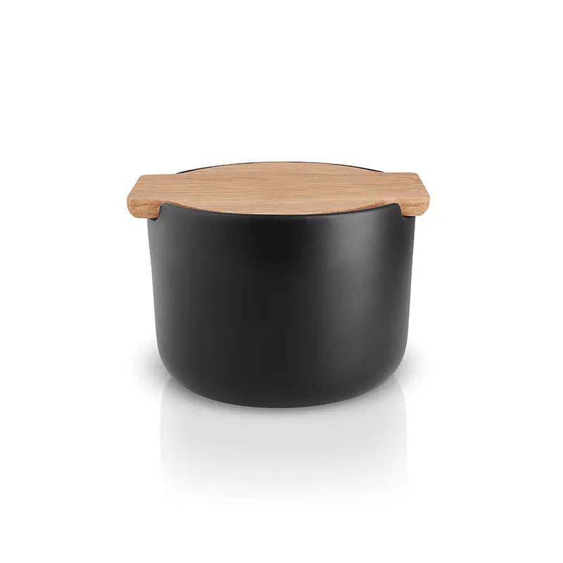 Eva Solo Nordic Salt Cellar – Airtight Ceramic Container With Wood Lid 1