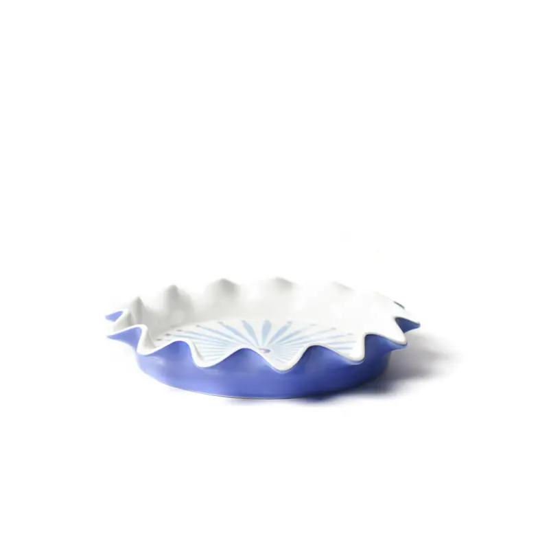 French Blue Ruffled 8-Inch Pie Dish – Ceramic Baking Pan 1