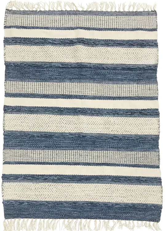 Handwoven Blue-And-White Cotton Kilim Rug – 90 X 150 Cm Flatweave Floor Mat 1