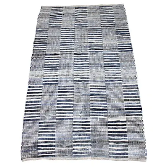 Handwoven Denim-Blue Area Rug – 90 X 150 Cm Natural-Fiber Floor Mat 1