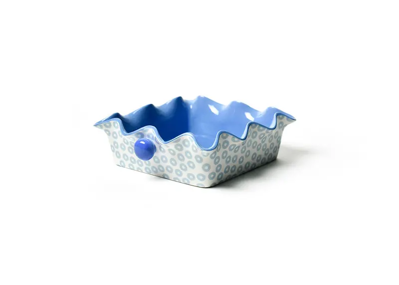 Iris Blue Pip Square Ruffle Casserole Dish 1