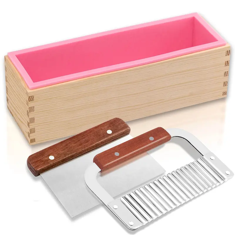 Lerykin 42Oz Silicone Loaf Soap Mold Kit – Includes Wooden Storage Box & Stainless Steel Cutters 1