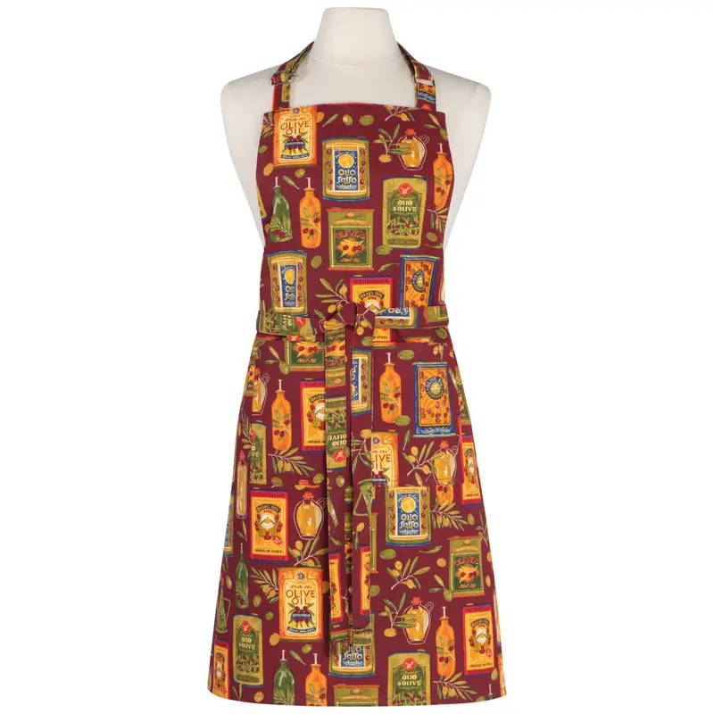 Olive Oil Print Chef Apron – Breathable Cotton Blend 1