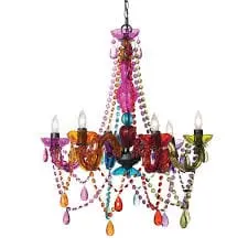 Three Cheers Multi-Color 6-Bulb Acrylic Chandelier – Glamorous Kids’ Room Lighting Fixture, Model 78300 1