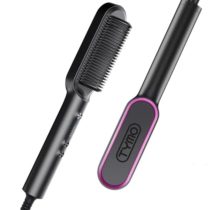 Tymo Ring Hair Straightening Brush – 5-Temperature Digital Control, 20-Second Rapid Heat-Up, Dual-Voltage Travel Design 1