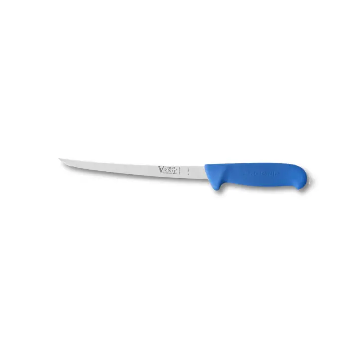 Victory 20Cm Narrow Flexible Filleting Knife With Blue Progrip Handle 1
