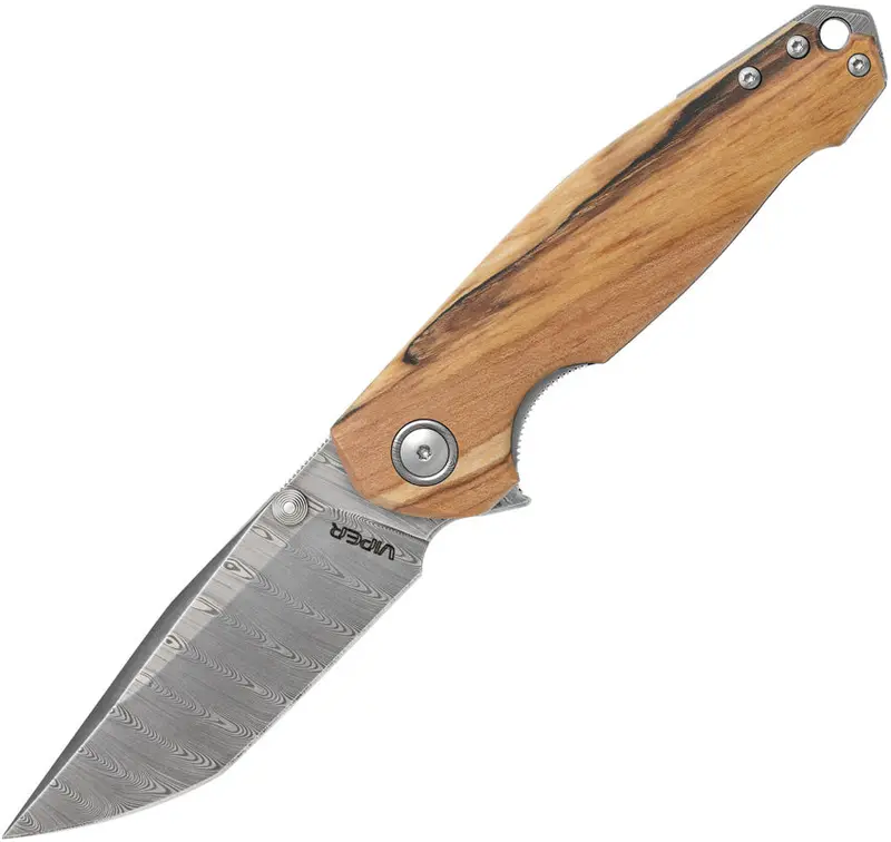 Viper Katla Damascus Blade Linerlock – Poplar Wood Handle 1