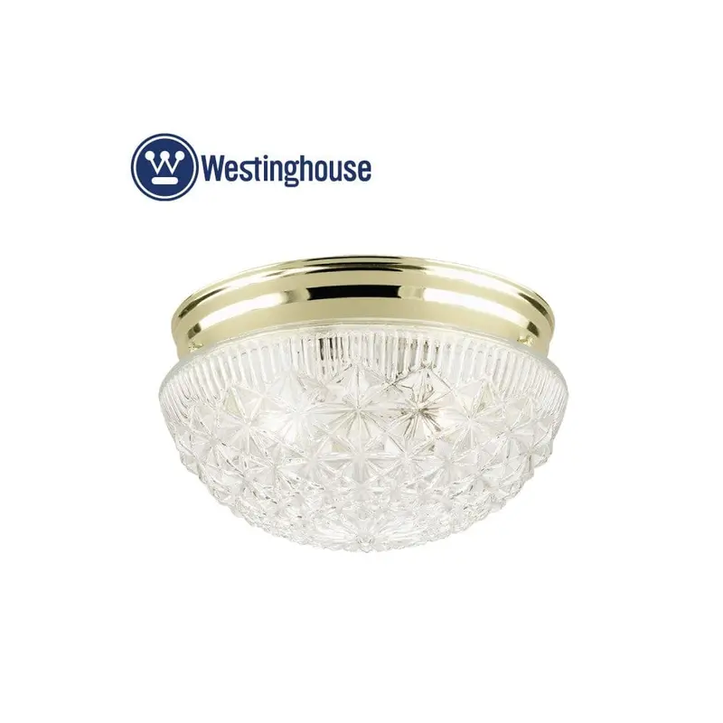 Westinghouse Polished Brass Flush Plate With Clear Faceted Glass 1