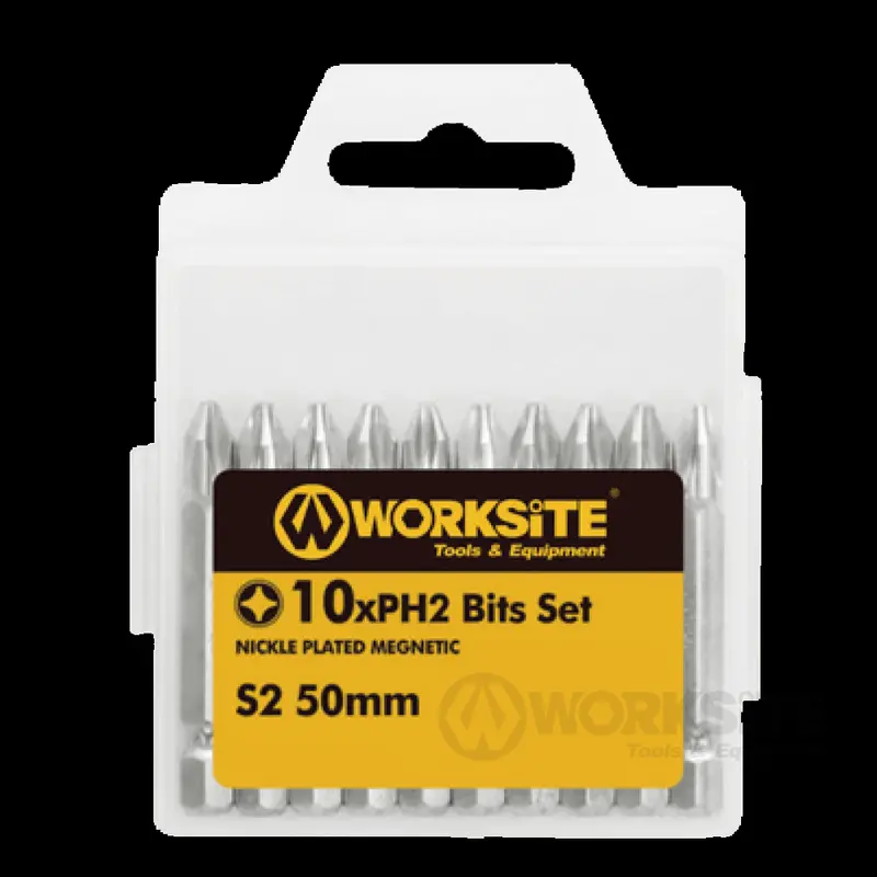 Worksite 10-Piece Double-Ended Phillips Bit Set (Ph2, 50Mm) For Auto Repair & General Use 1