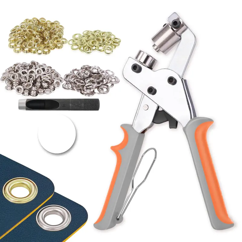 Zapsifou Professional Grommet Kit – 200-Piece 3/8" (10Mm) Set With Heavy-Duty Pliers, Hole Punch & Eyelets For Fabric, Canvas, Leather & Tarps 1
